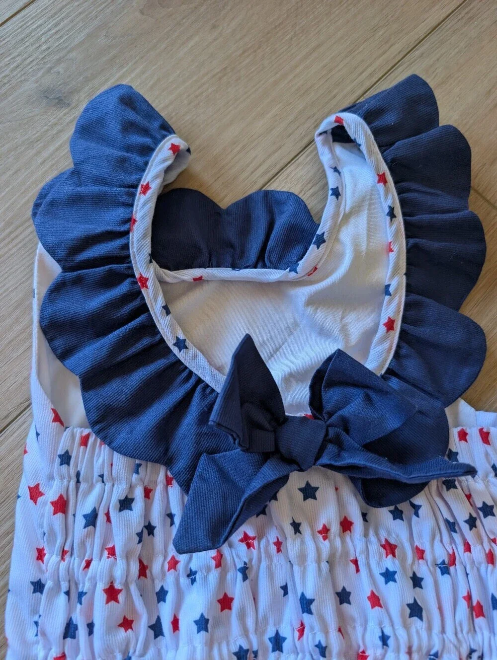 Cecil & Lou  Star Print Ruffled  One-Piece Swimsuit-Red, White, & Blue